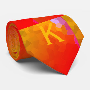 Monogrammen Sinaasappel Roze Funky Patterns Modern Stropdas