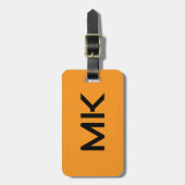 Monogrammen Sinaasappel Zwarte Initialen Naam Gift Bagagelabel (Voorkant verticaal)