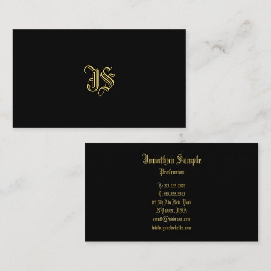 Monogrammen Sjabloon Elegant Classic Old Style Visitekaartje (Voorkant / Achterkant)