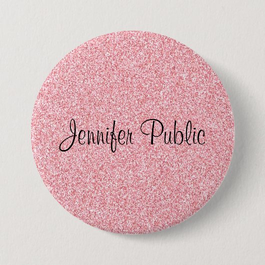 Monogrammen Sjabloon Elegant Roos Gold Glitter Ronde Button 7,6 Cm (Voorkant)