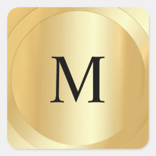 Monogrammen Sjabloon Faux Gold Custom Modern Vierkante Sticker