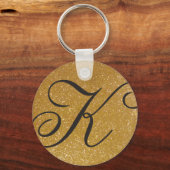 Monogrammen sleutelhanger met dunne goudglitter (Voorkant)