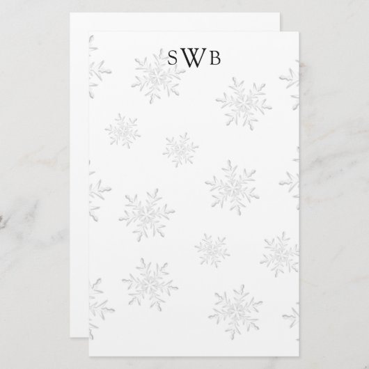 Monogrammen Snowflake Blank kerstpapier Briefpapier (Voorkant / Achterkant)