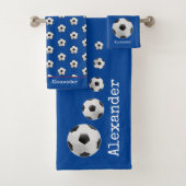 Monogrammen: Soccer football blue Bad Handdoek (Insitu)