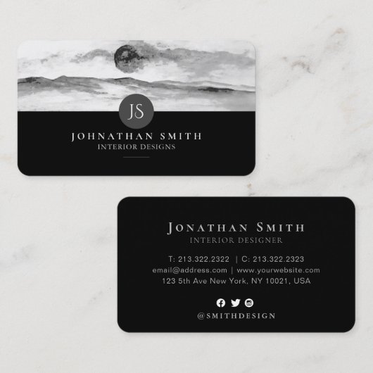 Monogrammen: Sociale media in het zwarte en witte Visitekaartje (Voorkant / Achterkant)
