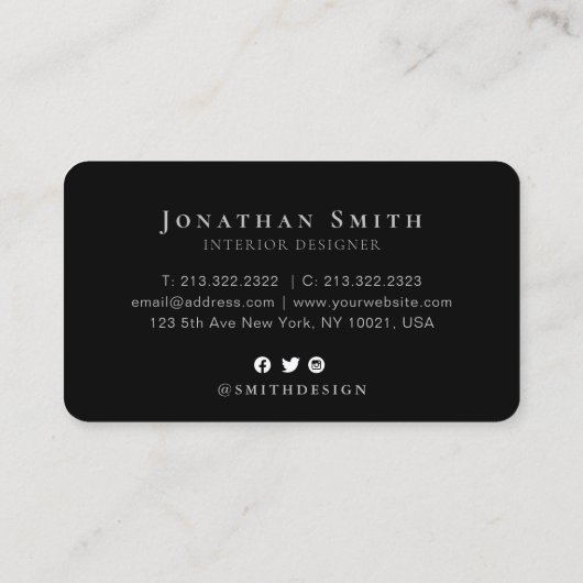 Monogrammen: Sociale media in het zwarte en witte Visitekaartje (Achterkant)
