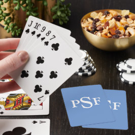 Monogrammen speelkaartjes Periwinkle en White Pokerkaarten