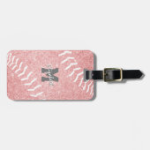 monogrammen sportgeschenken meisjes roze softball bagagelabel (Voorkant horizontaal)