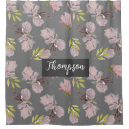 Monogrammen, stijlvol, donkergrijs schattig patroo douchegordijn