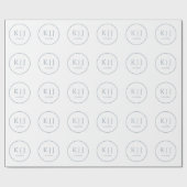 Monogrammen Stofblauw Elegante Minimalistische Tro Cadeaupapier (Vlak)