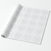 Monogrammen Stofblauw Elegante Minimalistische Tro Cadeaupapier (Uitgerold)