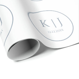 Monogrammen Stofblauw Elegante Minimalistische Tro Cadeaupapier