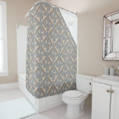 Monogrammen Striped fleur de lis patroon Douchegordijn (In situ)