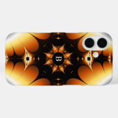 Monogrammen Symmetrisch Zwart en Oranje Fractal Case-Mate iPhone Case (Achterkant (horizontaal))