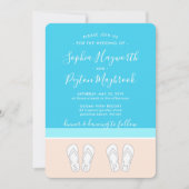 Monogrammen Teenslippers Beach Wedding Modern Simp Kaart (Voorkant)