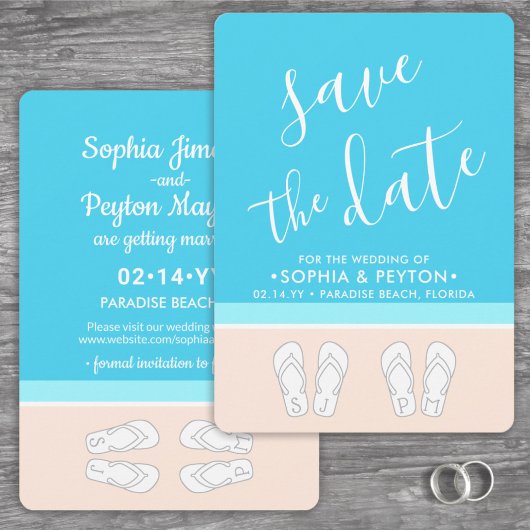 Monogrammen Teenslippers Beach Wedding Modern Simp Save The Date