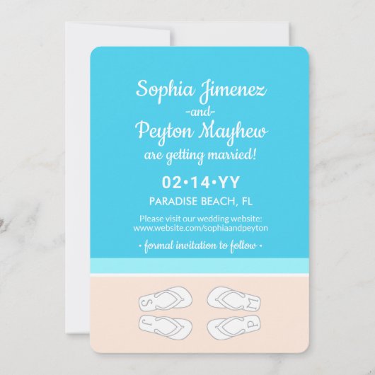 Monogrammen Teenslippers Beach Wedding Modern Simp Save The Date (Achterkant)