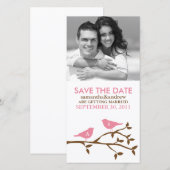 Monogrammen Tortelduifjes sparen de Fotokaarten va Save The Date (Voorkant / Achterkant)