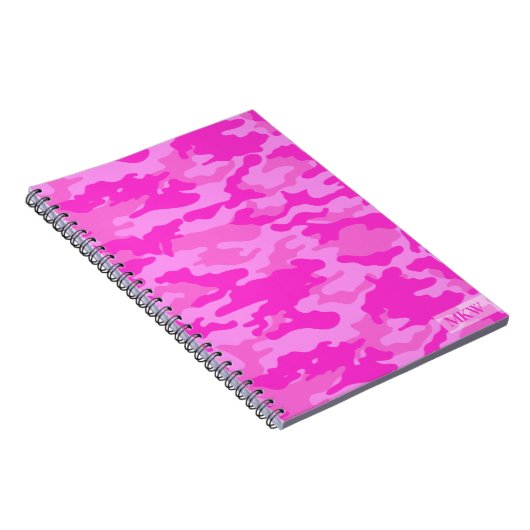 Monogrammen TS Roze Camouflage Notitieboek (Rechterzijde)