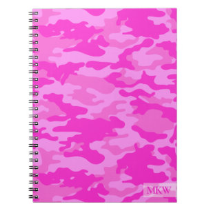 Monogrammen TS Roze Camouflage Notitieboek