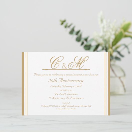 Monogrammen uitnodiging voor het Jubileum van het (Staand voorkant)