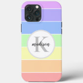 Monogrammen van aangepaste naam — Regenboogstripes Case-Mate iPhone Case (Achterkant)