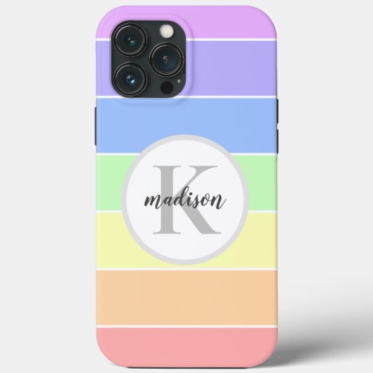 Monogrammen van aangepaste naam — Regenboogstripes Case-Mate iPhone Case (Achterkant)