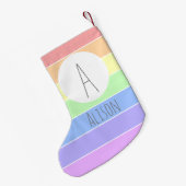 Monogrammen van aangepaste naam — Regenboogstripes Kleine Kerstsok (Achterkant (Hangend))