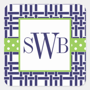 Monogrammen van bamboe en Grosgrain Stickers