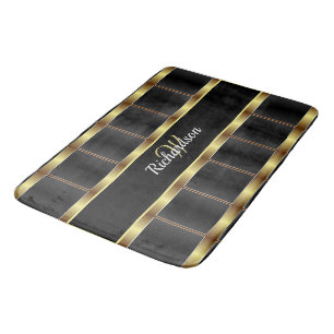Monogrammen van cute Gold en Black Checkered Badmat