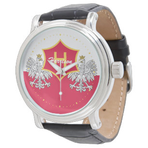 Monogrammen van de Poolse Witte Eagle Crest Horloge