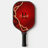 Monogrammen van Elegant Red en Black Agate Pickleball Paddle (Voorkant)