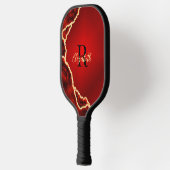 Monogrammen van Elegant Red en Black Agate Pickleball Paddle (Links)