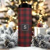 Monogrammen van geblindeerde rode en zwarte berlij thermosbeker