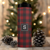 Monogrammen van geblindeerde rode en zwarte berlij thermosbeker