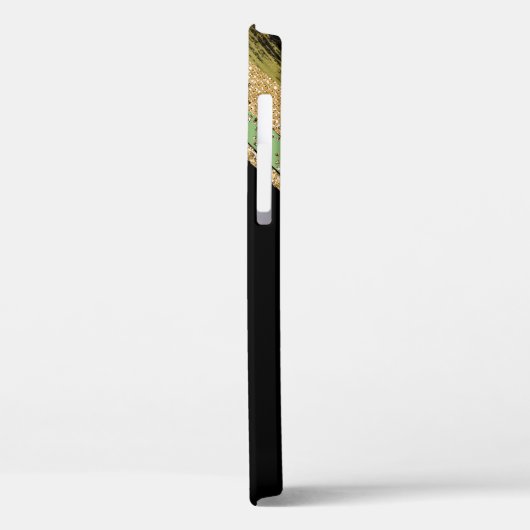 Monogrammen van groene en goudvlinder Case-Mate iPhone case (Achterkant / Links)