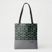 Monogrammen van groene en grijze verf tote bag (Voorkant)