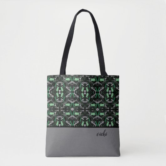 Monogrammen van groene en grijze verf tote bag (Voorkant)