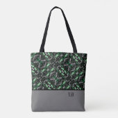 Monogrammen van groene en grijze verf tote bag (Achterkant)