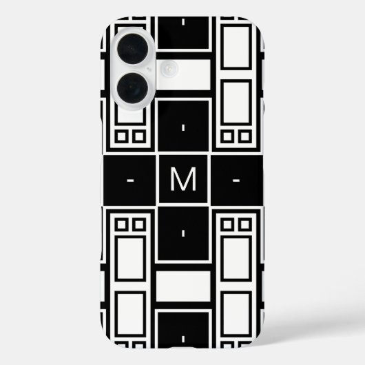 Monogrammen van hedendaags zwart-wit patroon Case-Mate iPhone case (Achterkant)