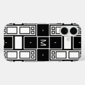 Monogrammen van hedendaags zwart-wit patroon Case-Mate iPhone case (Achterkant (horizontaal))