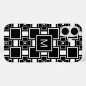 Monogrammen van hedendaags zwart-wit patroon Case-Mate iPhone case (Achterkant (horizontaal))