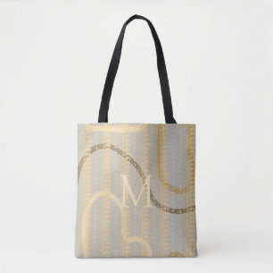 Monogrammen van het Abstracte patroon van het grij Tote Bag