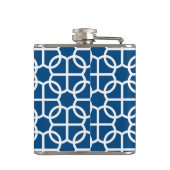 Monogrammen van het hete roze en blauwe geometrisc heupfles (Achterkant)