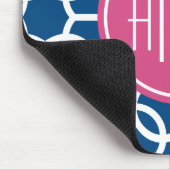 Monogrammen van het hete roze en blauwe geometrisc muismat (Hoek)