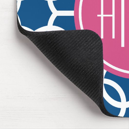 Monogrammen van het hete roze en blauwe geometrisc muismat (Hoek)