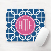 Monogrammen van het hete roze en blauwe geometrisc muismat (Met muis)