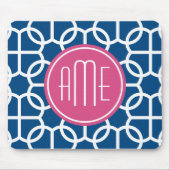 Monogrammen van het hete roze en blauwe geometrisc muismat (Voorkant)