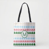 Monogrammen van het kerstfeestfeest tote bag (Voorkant)
