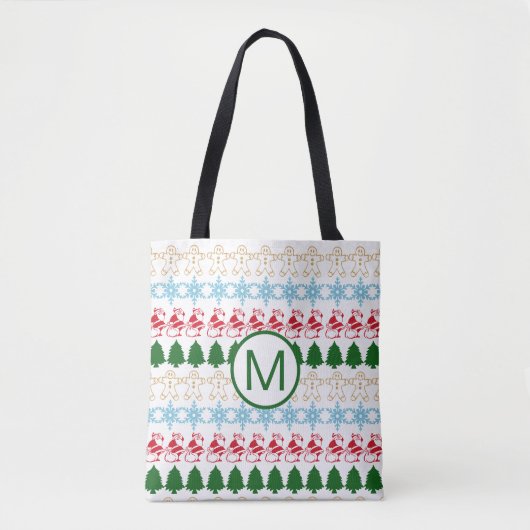 Monogrammen van het kerstfeestfeest tote bag (Voorkant)
